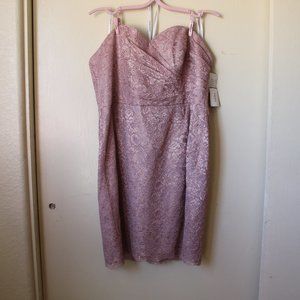 DAVID'S BRIDAL MAUVE LACE STRAPLESS BRIDESMAID DRESS